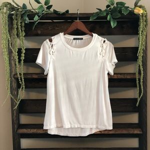 Harlow & Graham Lace-up Shoulder T